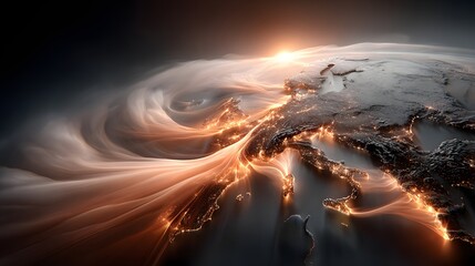 Poster - A breathtaking aerial view of the Earth showcasing the intricate network of cities transportation routes and landmasses illuminated against the dark backdrop of space