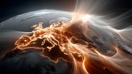 Poster - A stunning and dramatic depiction of a cosmic eclipse casting a fiery glow over the planet Earth showcasing the power and enigmatic beauty of the universe