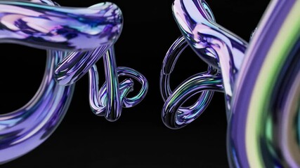 Poster - Abstract colorful shapes intertwining against a black background  