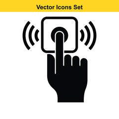 Poster - Hand pressing wireless button icon