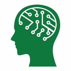 Aufkleber - Futuristic human head with circuit board design representing artificial intelligence