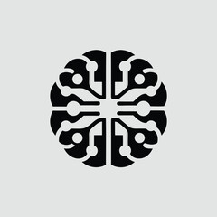 Poster - Modern brain illustration featuring circuitry design with futuristic and minimalist aesthetics