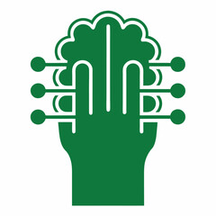 Poster - Green abstract hand and circuitry logo design for technology branding