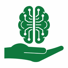 Poster - Futuristic brain technology held in a hand vector illustration on white