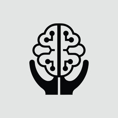 Poster - Abstract brain representation symbolizing innovation and artificial intelligence on white background