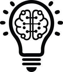 Poster - Futuristic ai brain within a lightbulb silhouette design with subtle glow