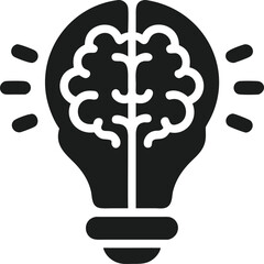 Poster - Ai brain lightbulb silhouette design concept for innovation and creative thinking