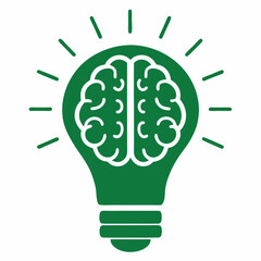 Poster - Green lightbulb icon depicting a brain representing creative ideas and innovation