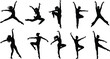© Shahadot Creatives - Silhouette of dancers in various poses and movements, energetic ballet and modern dance figures, artistic body language and graceful dance illustration for fitness and performance concept
