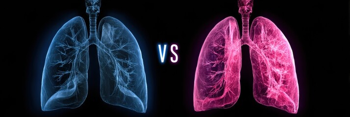 Poster - Visual Comparison of Healthy Lung and Cancerous Lung Illustrating Key Differences in Structure and Function for Educational Purposes