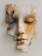 Poster - Surreal Mask of a Face Fading Into a Neutral Void Captures the Essence of Emotion and Abstraction in a Dreamlike Environment