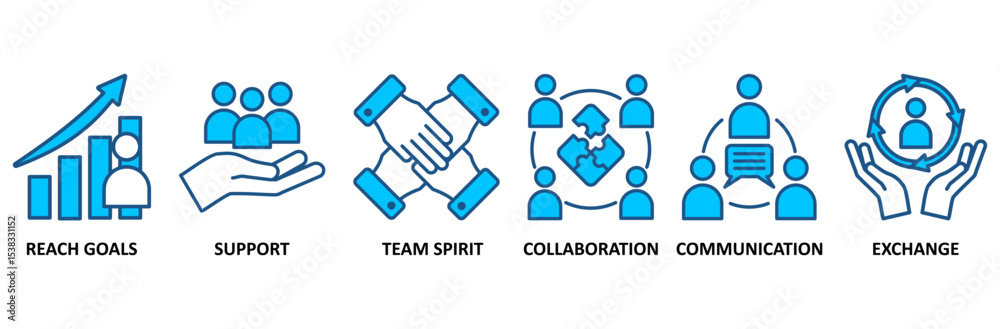 Working together banner web icon vector illustration concept for team ...