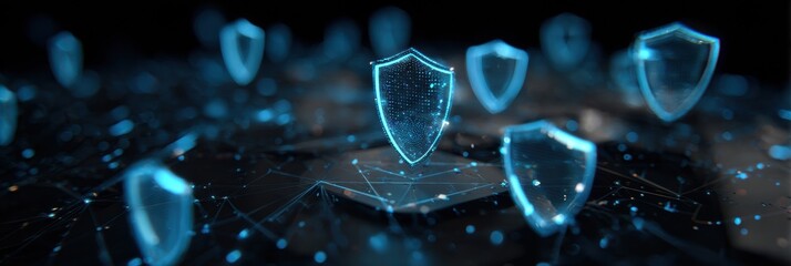 Poster - Visual Representation of Secure Vault-Style Cloud Storage With Glowing Digital Shields Protecting Data in a Futuristic Environment