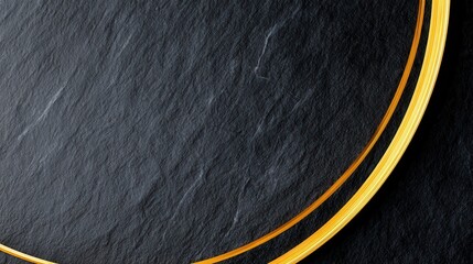 Poster - Elegant gold circular design on a textured black slate background, perfect for modern invitations