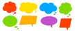 © thebeststocker - Colorful hand-drawn speech and thought bubbles set on transparent background. Ideal for comics, stickers, and fun layouts