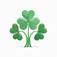 Poster - Detailed illustration of a three-leaf clover plant with vibrant green color, stylized design, and glossy appearance against a clean white background