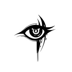 Poster - Intricate black icon depicting an artistic eye design with sharp lines and abstract elements