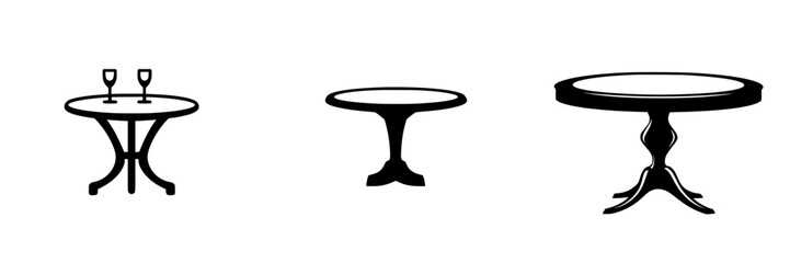 Poster - Various black table icons showcasing different designs in a minimalist style