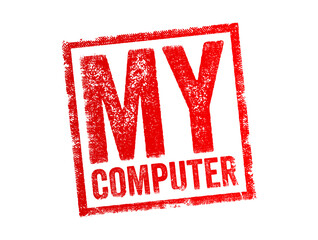 Aufkleber - My Computer - the user’s personal device, where it provides access to files, drives, and system settings, text concept stamp