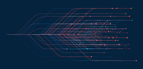 Poster - Big data visualization. Social network, financial analysis of complex databases. Data mining. Vector technology background. Information analytics concept.