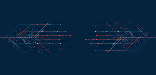 Poster - Big data visualization. Social network, financial analysis of complex databases. Data mining. Vector technology background. Information analytics concept.