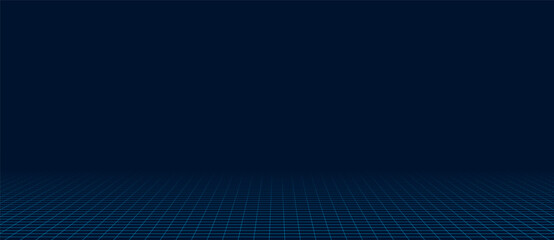 Poster - Wireframe landscape. perspective grid background