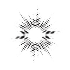 Aufkleber - Burst Halftone light effect. Glowing light burst. abstract grunge halftone dots background. Vector illustration.	