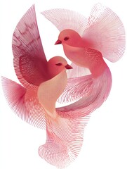 Poster - Stylized Birds in Flight Gracefully Form a Heart Symbolizing Love and Connection in a Vibrant Display of Artistic Expression