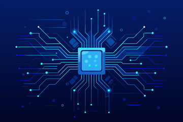 Leinwandbilder - Abstract Microchip Circuit Board Illustration on Dark Blue Background Technology Concept