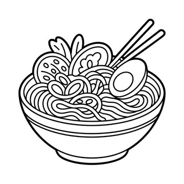 A beautiful line art of a noodles illustration vector coloring page