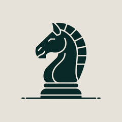 Aufkleber - Elegant vector illustration of a knight chess piece on a cream background for design and strategic concepts