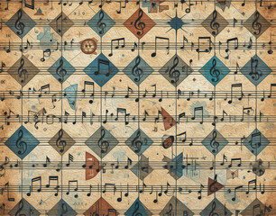Naklejka na meble Musical theme. Oil painting. Pattern for printing on wall decorations.