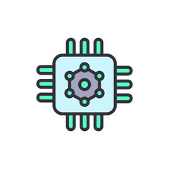 Poster - Stylized Computer Chip Icon Depicting Advanced Technology Design