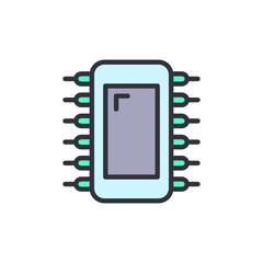 Poster - Stylized Isolated Illustration Of Microchip With Transparent Background
