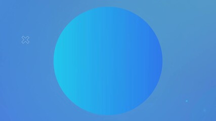 Poster - Emerging gradient circle morphing into white circle on blue field, pulsing with geometric accents