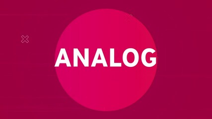 Poster - Animation starting circular logo sliding on magenta, forming ANALOG text and shapes revealing logo
