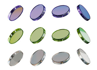 Fototapete - Cylinder crystal shape set isolated on white background 3d rendering