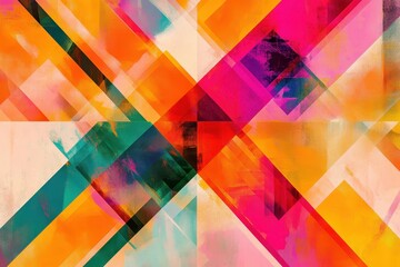 Poster - Vibrant abstract cross pattern featuring bold colors and dynamic shapes creating a lively visual experience in a contemporary art style
