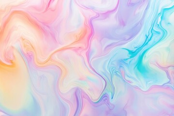 Poster - Iridescent rainbow marble background with swirling colors blending together in a vibrant and artistic display of pastel hues