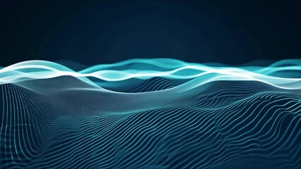 Poster - Abstract digital waves flowing seamlessly through a dark background, creating a dynamic and serene visual effect perfect for technology and design projects. 4k video footage