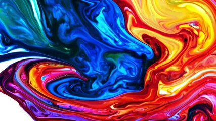 Poster - Abstract Colorful Swirls with Vibrant Red, Blue, Yellow, and White Blended in Fluid Motion for Artistic Background or Design Projects 4k video footage