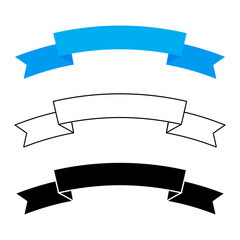 Poster - Ribbon banner set. Color stripe shape. Black blue white. Vector label icon.