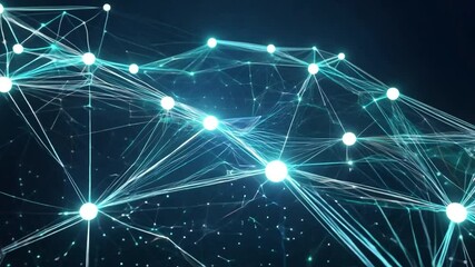 Fototapete - Abstract Digital Network Connections with Bright Nodes and Lines Representing Data Flow in a Futuristic Technology Concept 4k video footage