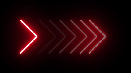 Poster - A red neon right directional arrow isolated on a black background
