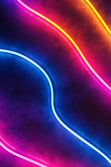 Wall Mural - bright neon light beams. abstract wavy neon background. banner. cyber punk. technology. blue, purple