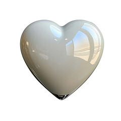 Poster - Glossy White Heart-Shaped Object with Reflection on Surface for Modern Decor and Art Display transparent background