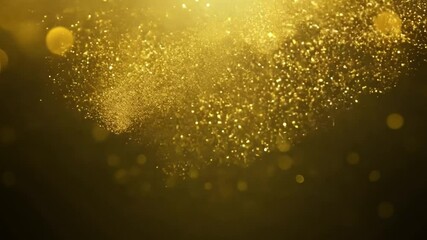 Poster - Abstract golden glitter background with shimmering particles illuminated by soft light, creating a magical and enchanting atmosphere for designs and projects. 4k video footage