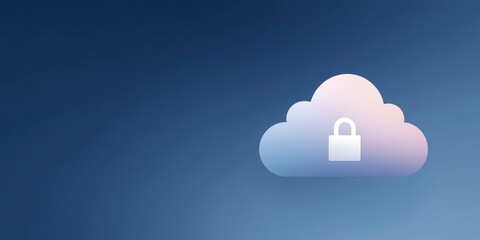 Poster - Cloud storage concept with a padlock symbolizing data security and privacy, featuring a gradient background that enhances the digital technology theme and conveys protection