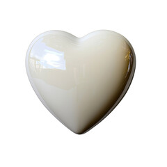Poster - Glossy Heart Shape Object in Soft Cream Color for Romantic and Artistic Themes in Design Projects transparent background