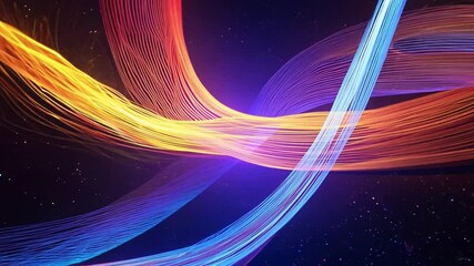 Poster - Colorful wave patterns creating dynamic abstract background composed of flowing lines and vibrant hues, representing motion and fluidity in design 4k video footage